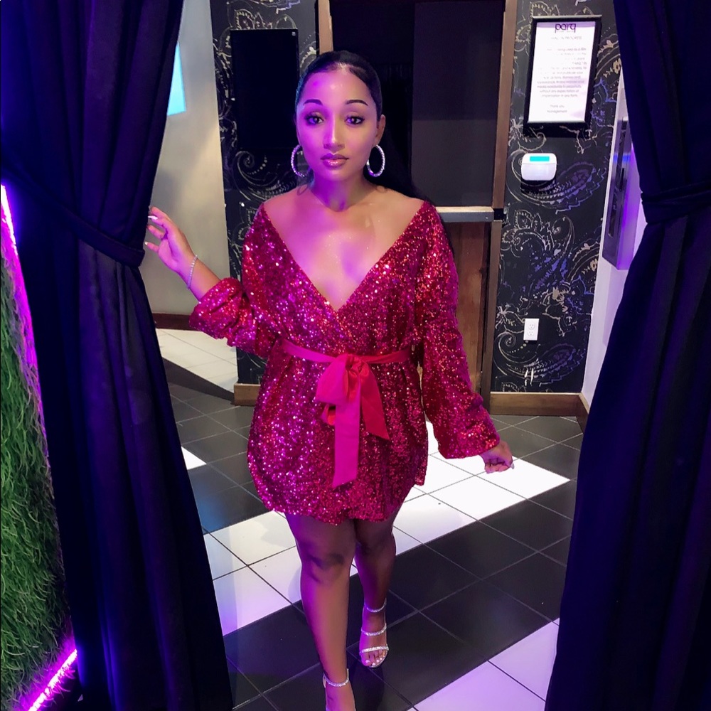 EXPRESS Olivia Culpo Red Sequin Dress